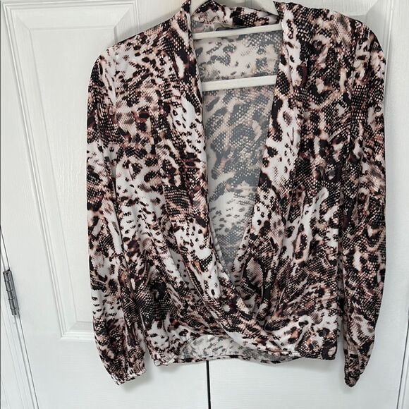 Sam & Lavi Tops - Sam & Lavi Animal Print Blouse - Black, White, Pink